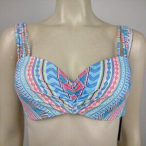 NWT Coco Reef white multicolor wired swim bikini top womens size 36 / 38 C